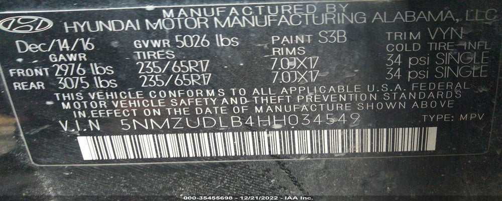 5NMZUDLB4HH034549 2017 HYUNDAI SANTA FE SPORT photo no. 9
