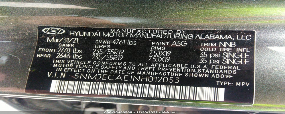 5NMJECAE1NH012053 2022 HYUNDAI TUCSON photo no. 9