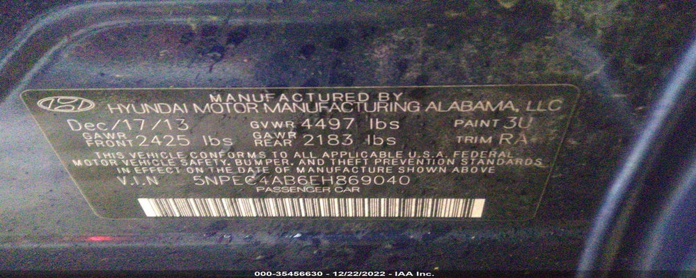 5NPEC4AB6EH869040 2014 HYUNDAI SONATA photo no. 9
