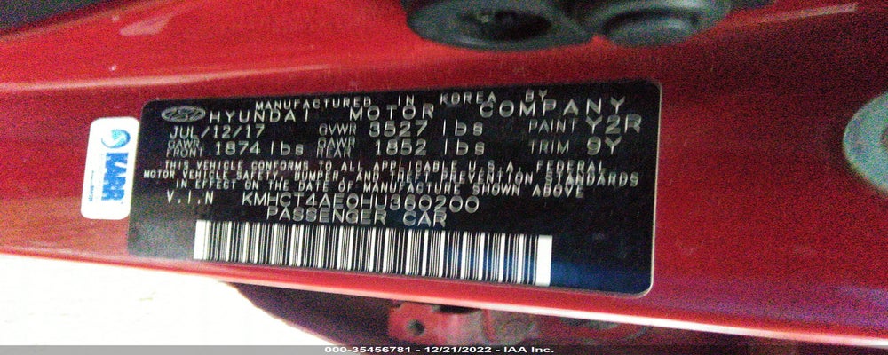 KMHCT4AE0HU360200 2017 HYUNDAI ACCENT photo no. 9