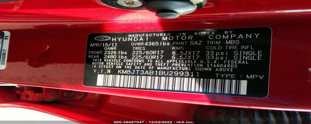 KM8JT3AB1BU299311 2011 HYUNDAI TUCSON photo no. 9