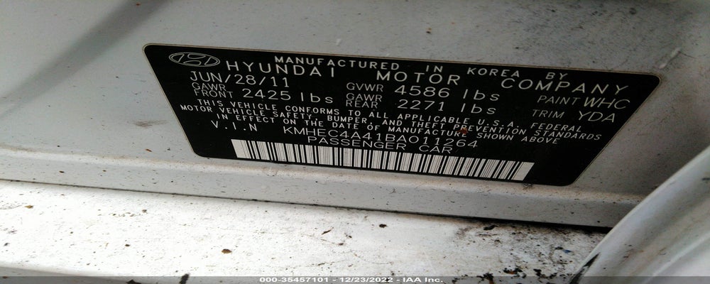 KMHEC4A41BA011264 2011 HYUNDAI SONATA photo no. 9