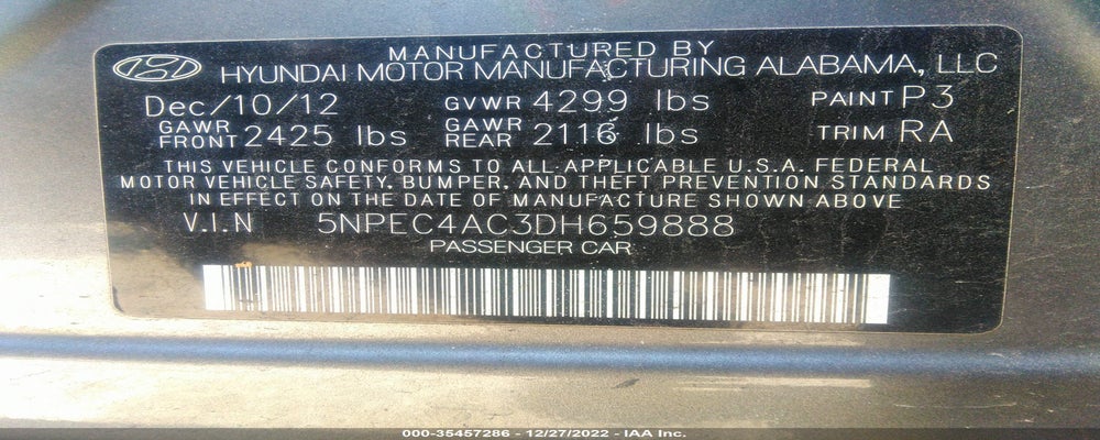 5NPEC4AC3DH659888 2013 HYUNDAI SONATA photo no. 9