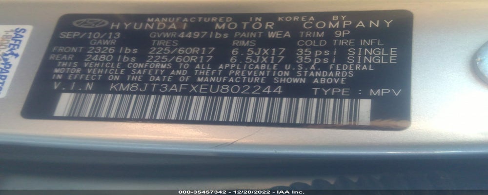 KM8JT3AFXEU802244 2014 HYUNDAI TUCSON photo no. 9