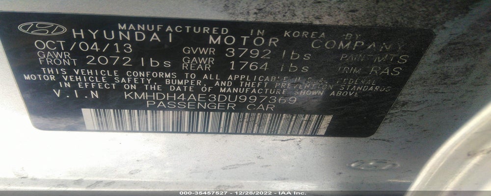 KMHDH4AE3DU997369 2013 HYUNDAI ELANTRA photo no. 9