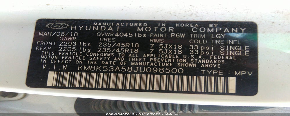 KM8K53A58JU098500 2018 HYUNDAI KONA photo no. 9