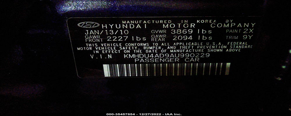KMHDU4AD9AU990229 2010 HYUNDAI ELANTRA photo no. 9
