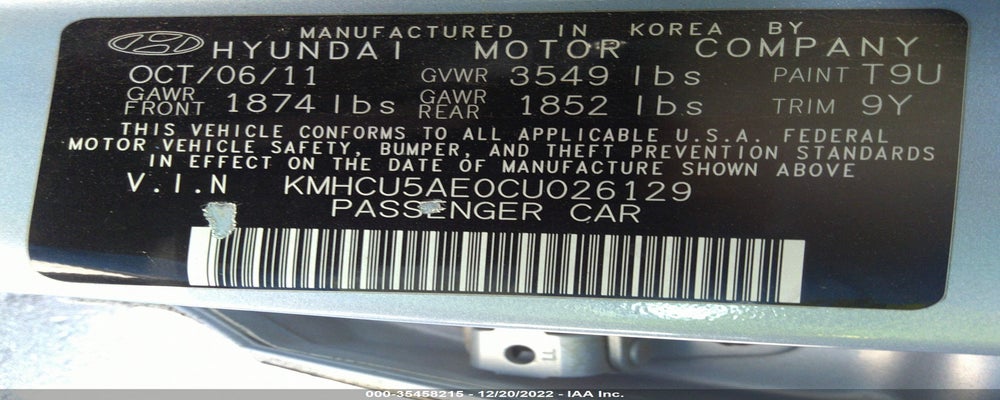 KMHCU5AE0CU026129 2012 HYUNDAI ACCENT photo no. 9