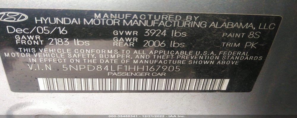 5NPD84LF1HH167905 2017 HYUNDAI ELANTRA photo no. 9