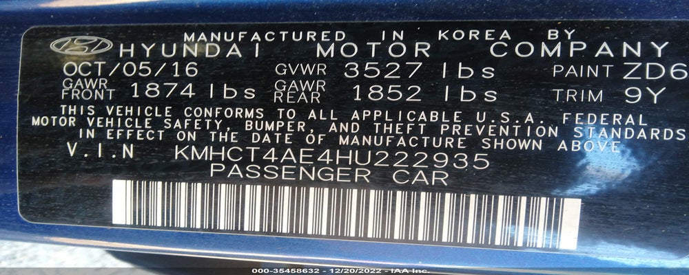 KMHCT4AE4HU222935 2017 HYUNDAI ACCENT photo no. 9