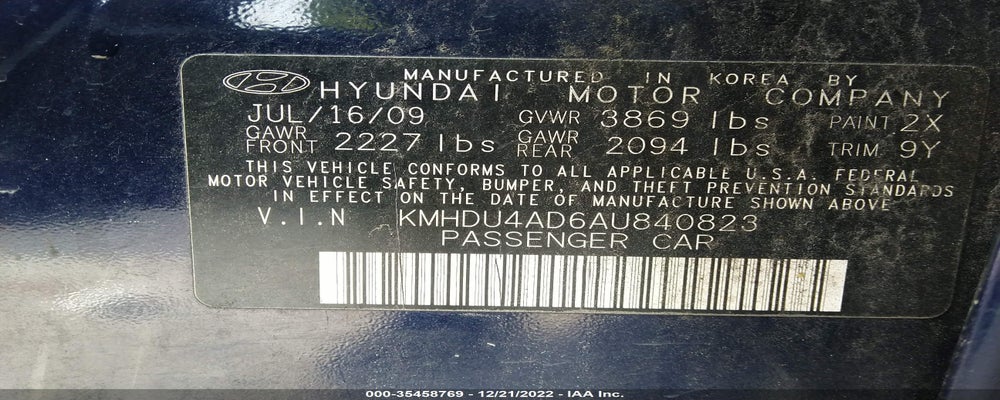 KMHDU4AD6AU840823 2010 HYUNDAI ELANTRA photo no. 9
