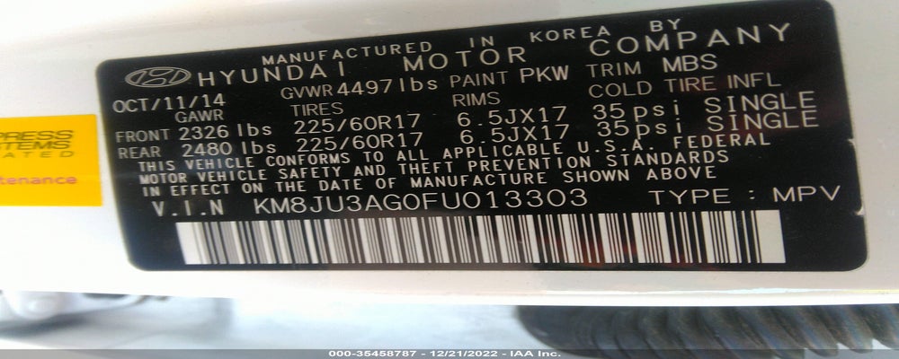 KM8JU3AG0FU013303 2015 HYUNDAI TUCSON photo no. 9