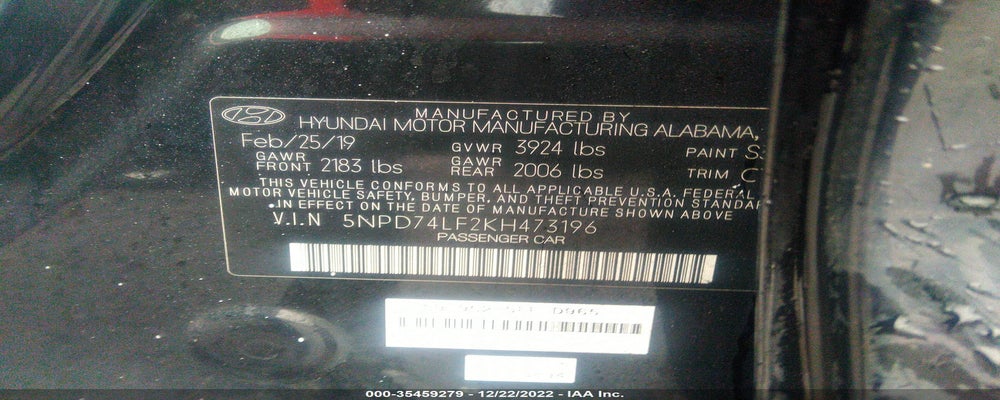 5NPD74LF2KH473196 2019 HYUNDAI ELANTRA photo no. 9