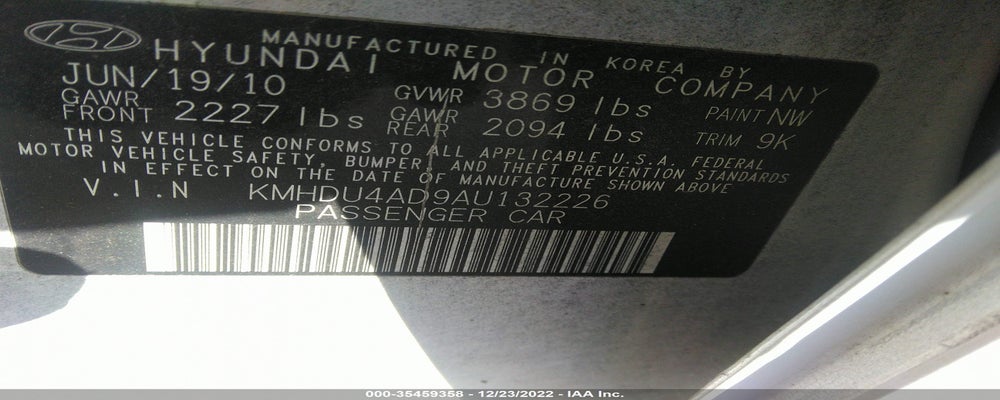 KMHDU4AD9AU132226 2010 HYUNDAI ELANTRA photo no. 9