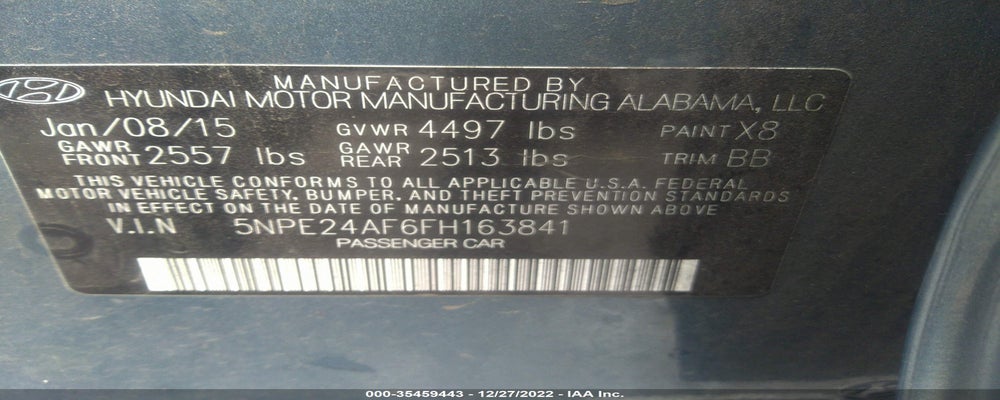 5NPE24AF6FH163841 2015 HYUNDAI SONATA photo no. 9