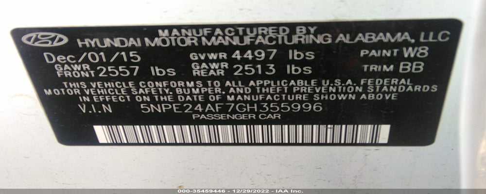 5NPE24AF7GH355996 2016 HYUNDAI SONATA photo no. 9