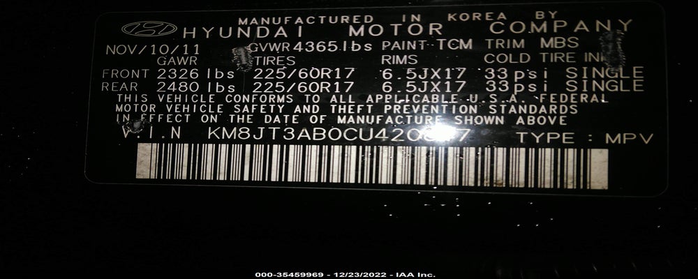 KM8JT3AB0CU420847 2012 HYUNDAI TUCSON photo no. 9