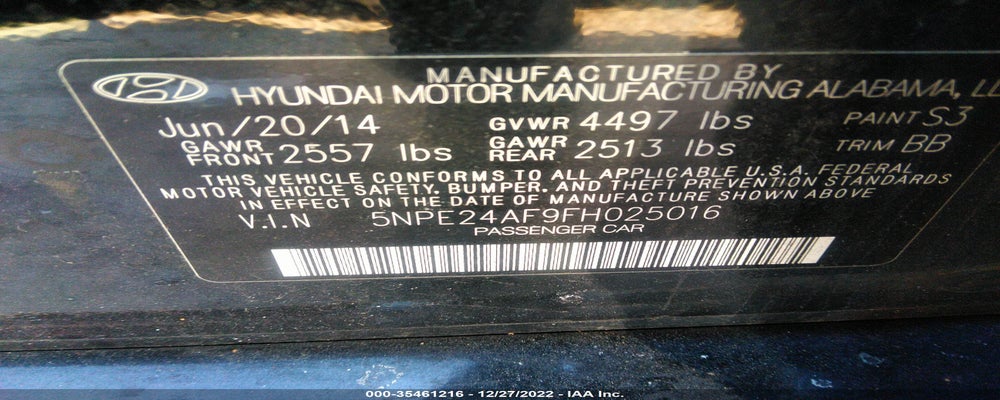 5NPE24AF9FH025016 2015 HYUNDAI SONATA photo no. 9