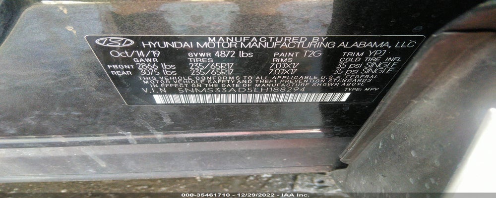 5NMS33AD5LH188294 2020 HYUNDAI SANTA FE photo no. 9