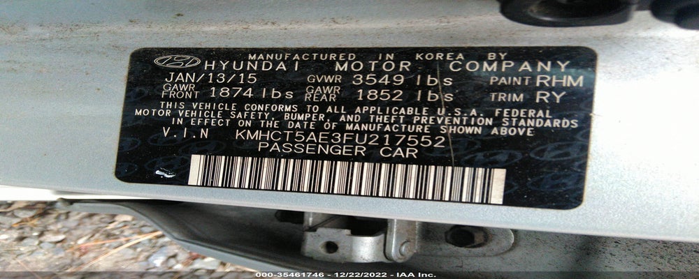 KMHCT5AE3FU217552 2015 HYUNDAI ACCENT photo no. 9
