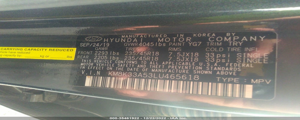KM8K33A53LU465618 2020 HYUNDAI KONA photo no. 9