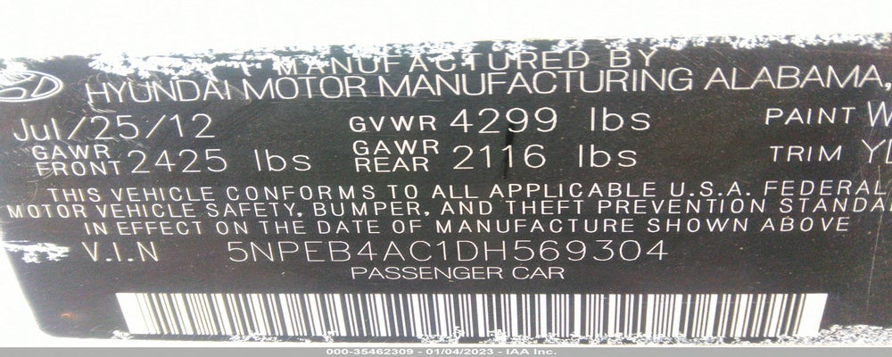 5NPEB4AC1DH569304 2013 HYUNDAI SONATA photo no. 9