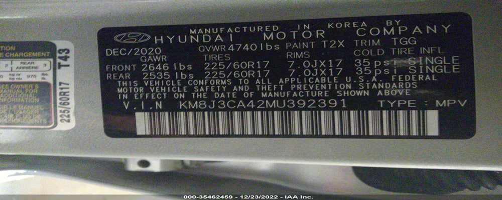 KM8J3CA42MU392391 2021 HYUNDAI TUCSON photo no. 9