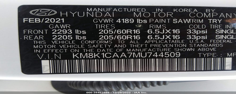 KM8K1CAA7MU744509 2021 HYUNDAI KONA photo no. 9