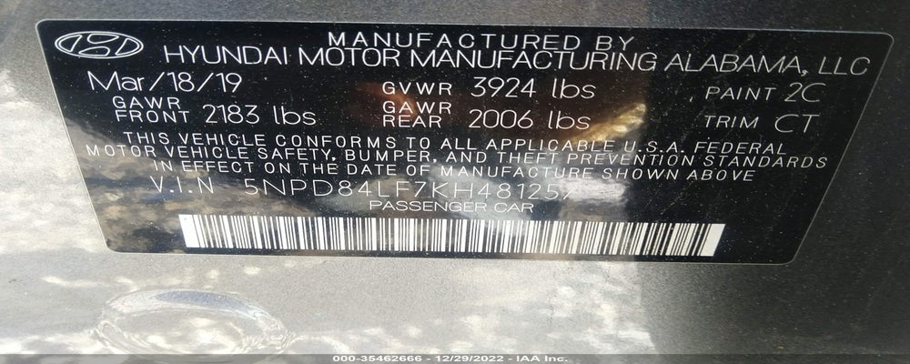 5NPD84LF7KH481257 2019 HYUNDAI ELANTRA photo no. 9
