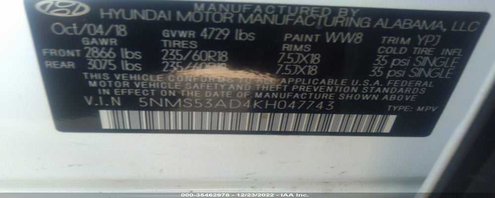 5NMS53AD4KH047743 2019 HYUNDAI SANTA FE photo no. 9
