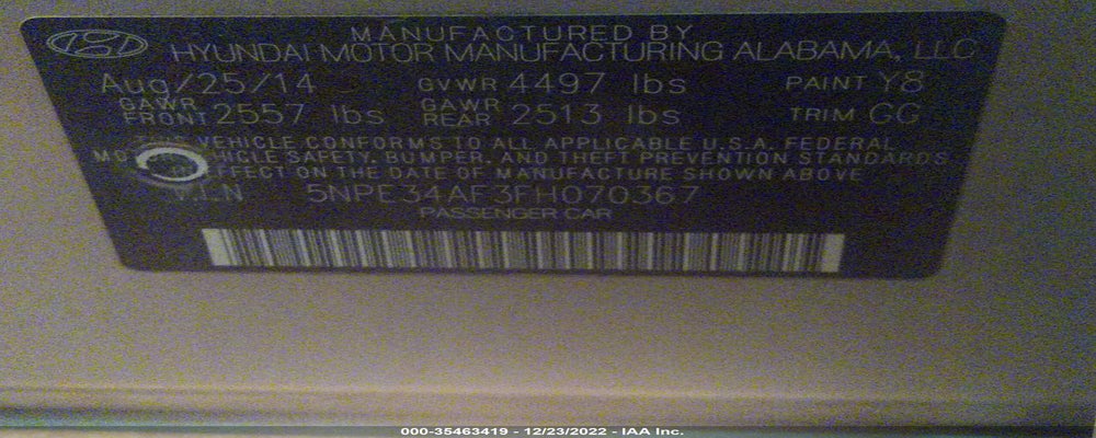 5NPE34AF3FH070367 2015 HYUNDAI SONATA photo no. 9