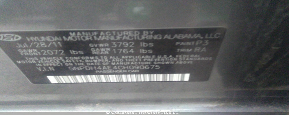 5NPDH4AE4CH090675 2012 HYUNDAI ELANTRA photo no. 9