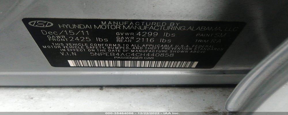 5NPEB4AC4CH440858 2012 HYUNDAI SONATA photo no. 9