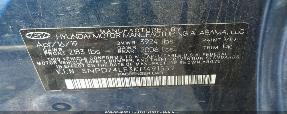 5NPD74LF3KH491559 2019 HYUNDAI ELANTRA photo no. 9