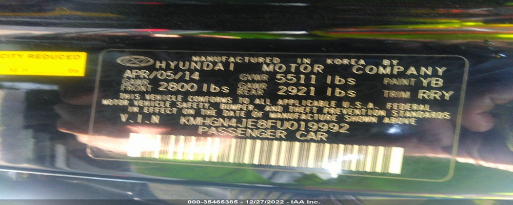 KMHGN4JE8FU019992 2015 HYUNDAI GENESIS photo no. 9