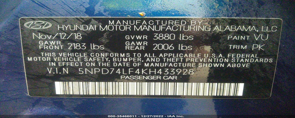 5NPD74LF4KH433928 2019 HYUNDAI ELANTRA photo no. 9
