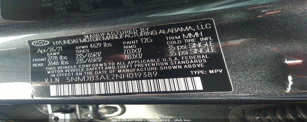 5NMJB3AE2NH019389 2022 HYUNDAI TUCSON photo no. 9