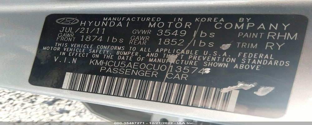 KMHCU5AE0CU013574 2012 HYUNDAI ACCENT photo no. 9