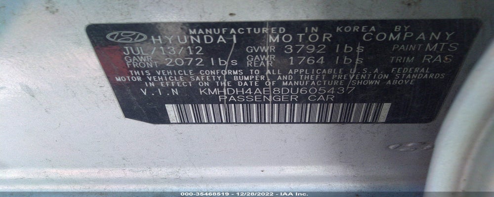 KMHDH4AE8DU605437 2013 HYUNDAI ELANTRA photo no. 9