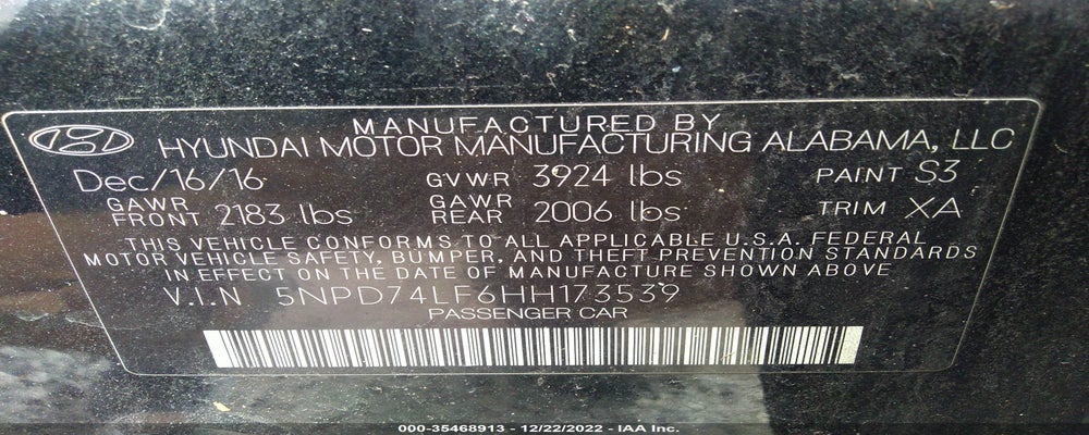 5NPD74LF6HH173539 2017 HYUNDAI ELANTRA photo no. 9