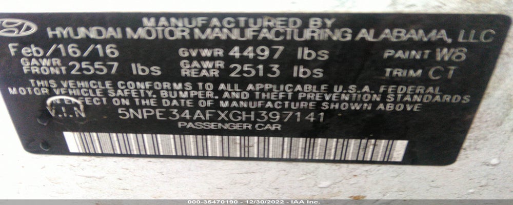 5NPE34AFXGH397141 2016 HYUNDAI SONATA photo no. 9
