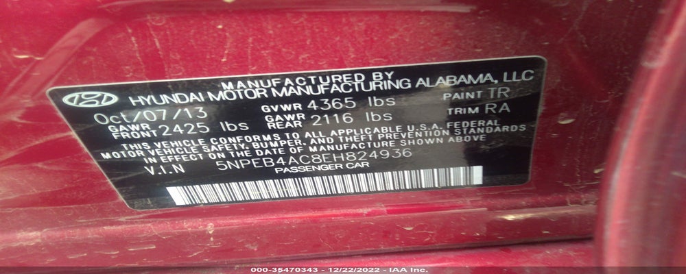 5NPEB4AC8EH824936 2014 HYUNDAI SONATA photo no. 9