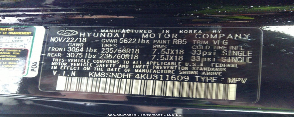 KM8SNDHF4KU311609 2019 HYUNDAI SANTA FE XL photo no. 9