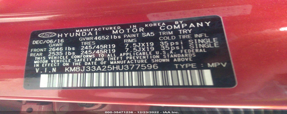 KM8J33A25HU377596 2017 HYUNDAI TUCSON photo no. 9