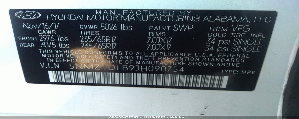 5NMZTDLB9JH090754 2018 HYUNDAI SANTA FE SPORT photo no. 9