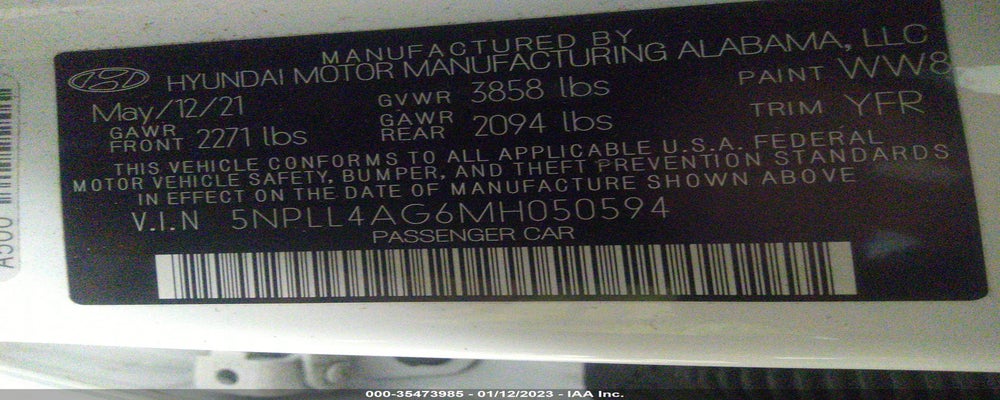 5NPLL4AG6MH050594 2021 HYUNDAI ELANTRA photo no. 9