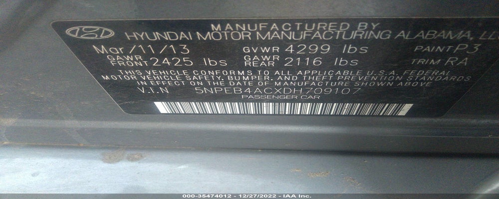 5NPEB4ACXDH709107 2013 HYUNDAI SONATA photo no. 9