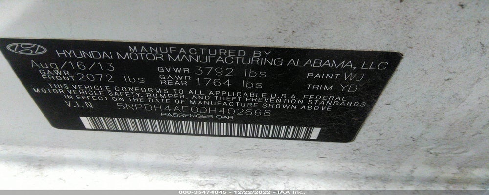 5NPDH4AE0DH402668 2013 HYUNDAI ELANTRA photo no. 9
