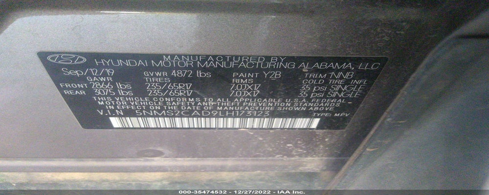5NMS2CAD9LH173123 2020 HYUNDAI SANTA FE photo no. 9