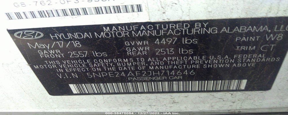 5NPE24AF2JH714646 2018 HYUNDAI SONATA photo no. 9